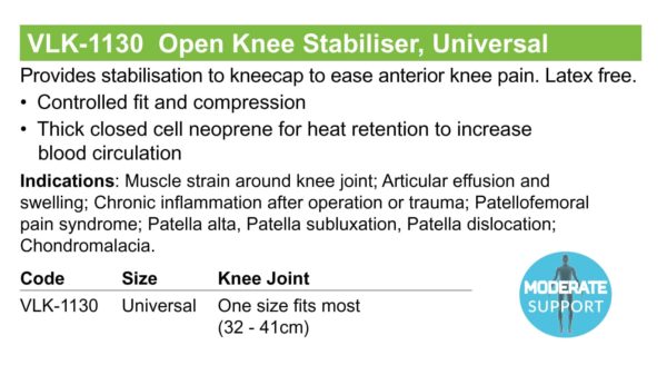 Open Knee Stabiliser Universal Specs