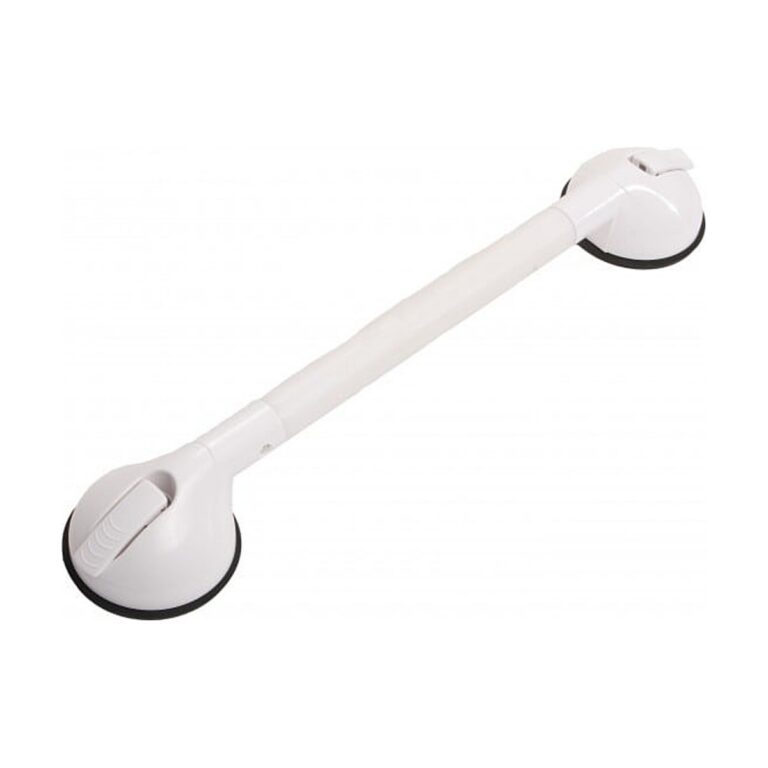 Suction Grab Rail – 24" Telescoping Large in white plastic with two suction cups and a cylindrical handle, shown on a plain white background.