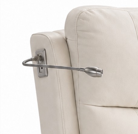 Elevate Byron electric lift chair in beige fabric, showing a padded armrest and a metal side control against a white background.