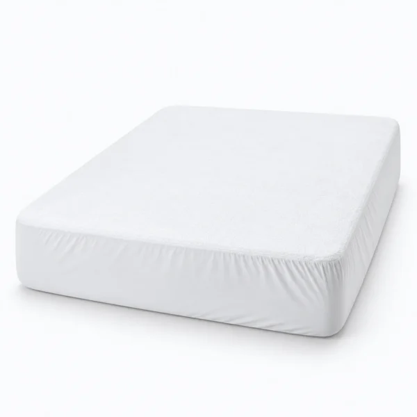 A white memory foam mattress with a fitted cover, shown on a plain white background.
