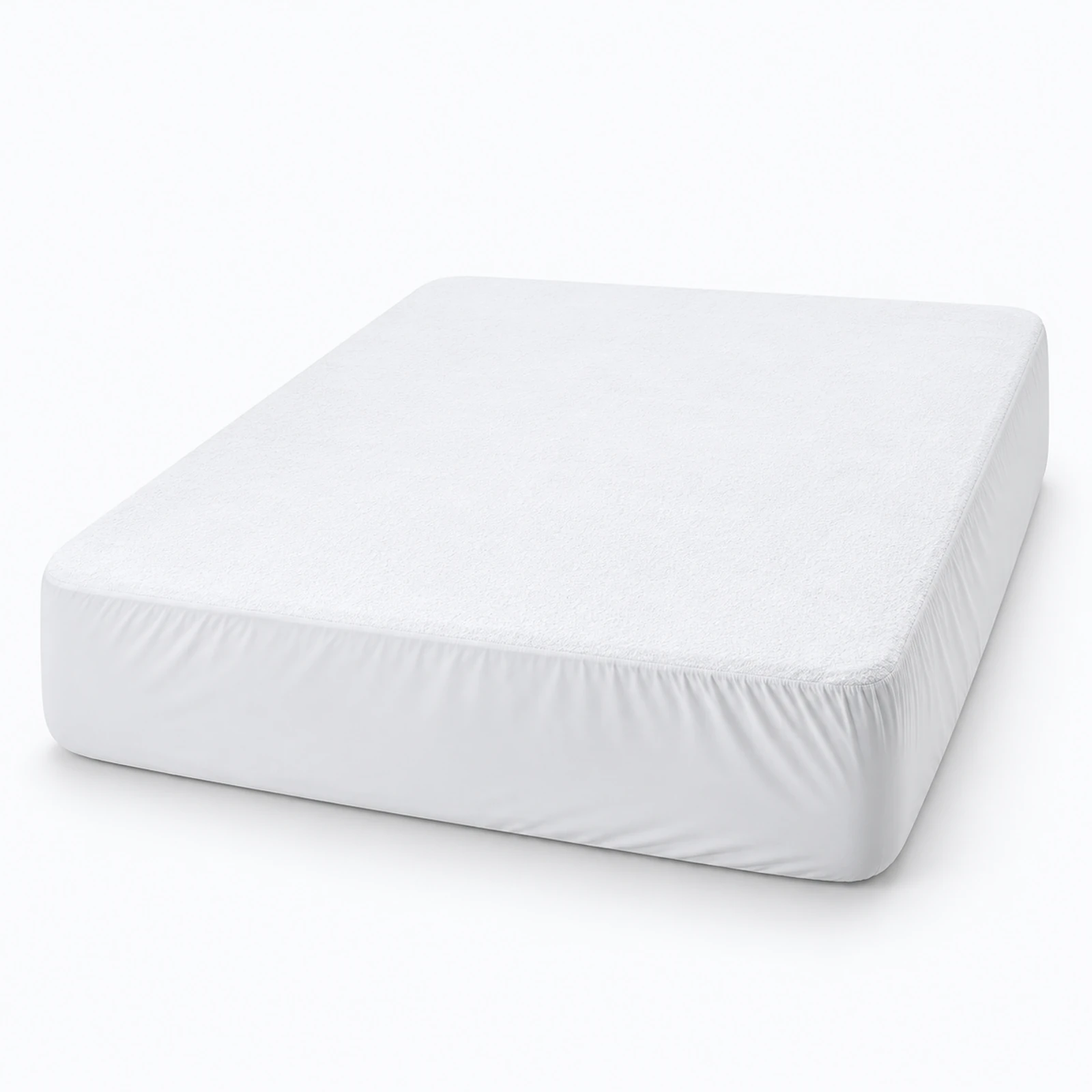 A white memory foam mattress with a fitted cover, shown on a plain white background.