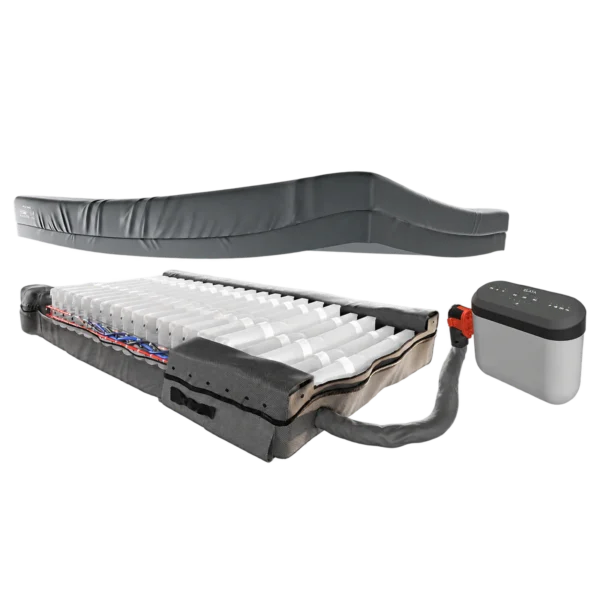 Enable Lifecare Elata E700 alternating air mattress with EP20AU pump, front three-quarter view