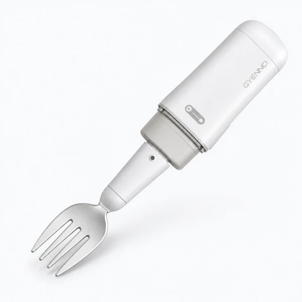 A white OGNIO electric fork with a detachable handle, shown on a plain light background.