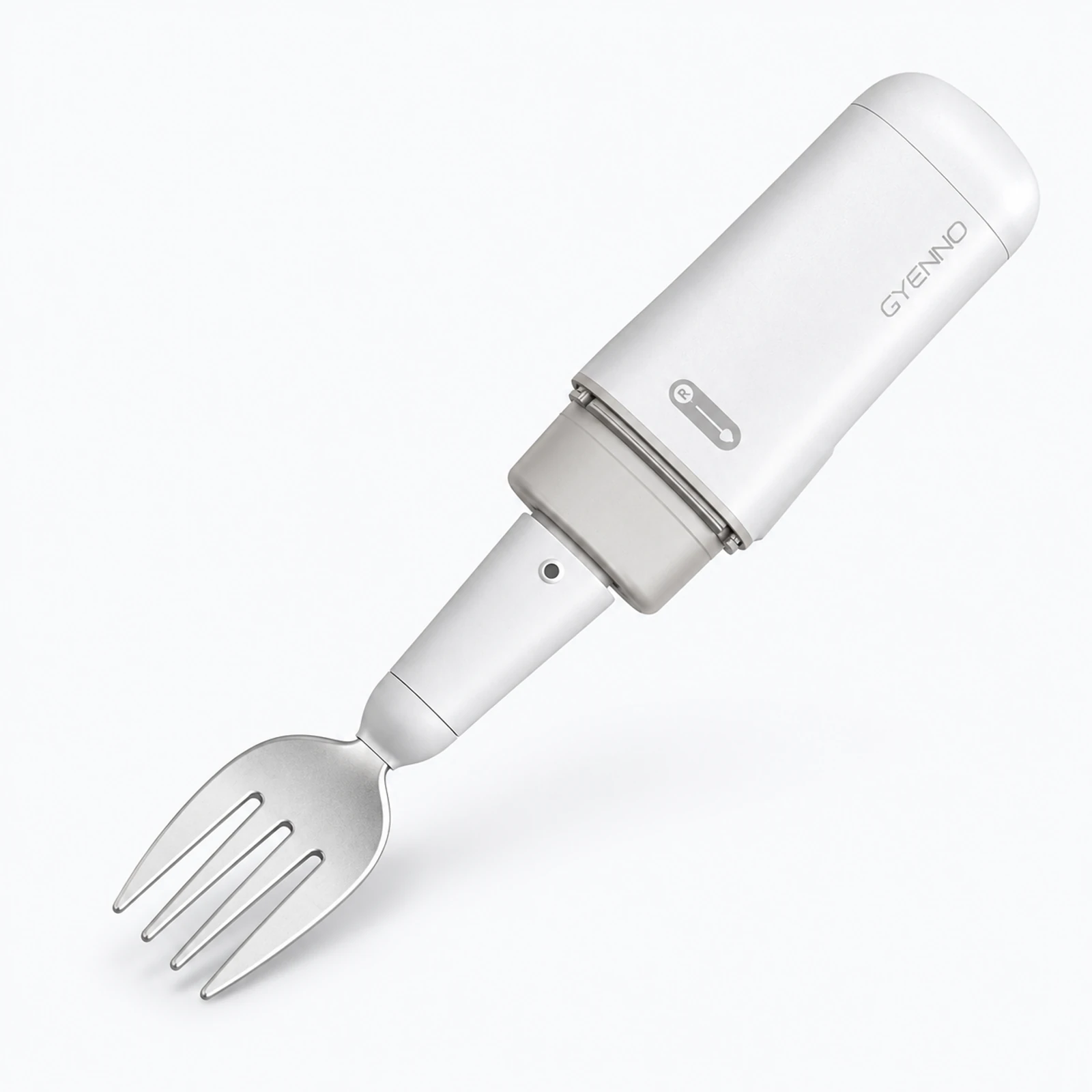 A white OGNIO electric fork with a detachable handle, shown on a plain light background.