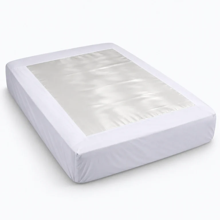 A white rectangular mattress with a smooth top panel, shown on a plain white background.